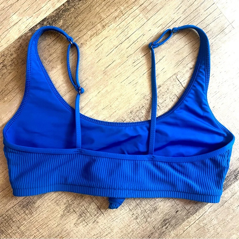 Frankies Bikinis Royal Blue Austin Ribbed Bikini TOP Size Medium